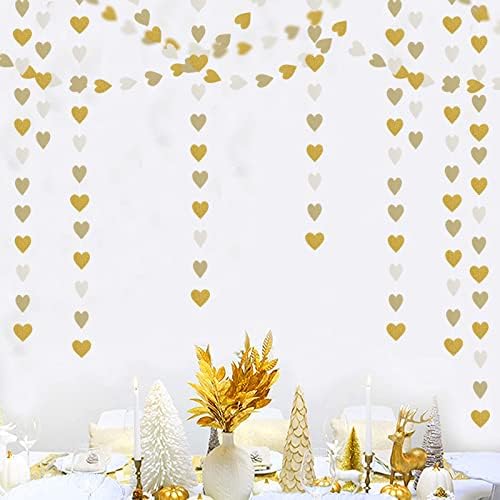 White Gold Champagne Garland Streamers 52ft Heart Decor Banners