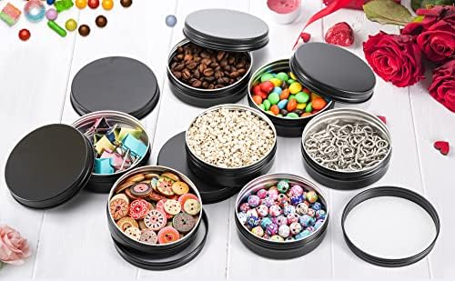 Foraineam 48 Pack 4 Oz Screw Lid Black Metal Cans