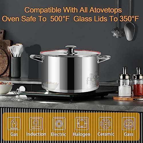 LEUGWAKN 10 Quart Stainless Steel Stock Pot With Lid