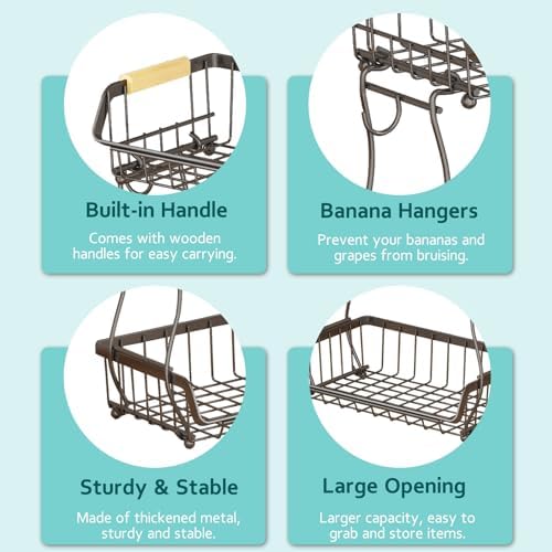 ANTOPY 2 Tier Fruit Basket with Banana Hangers