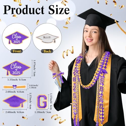 18 Pcs Graduation Leis Stole Honor Cords Purple Gold