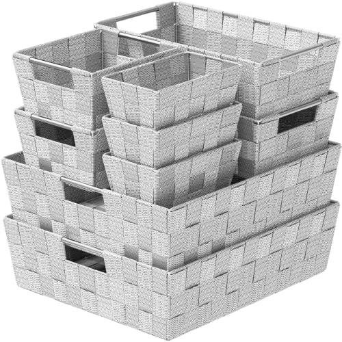 NEATERIZE 9-Piece Grey Storage Baskets Set