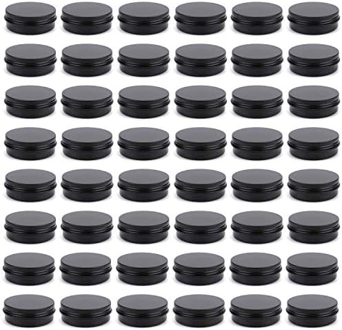 Foraineam 48 Pack 4 Oz Screw Lid Black Metal Cans