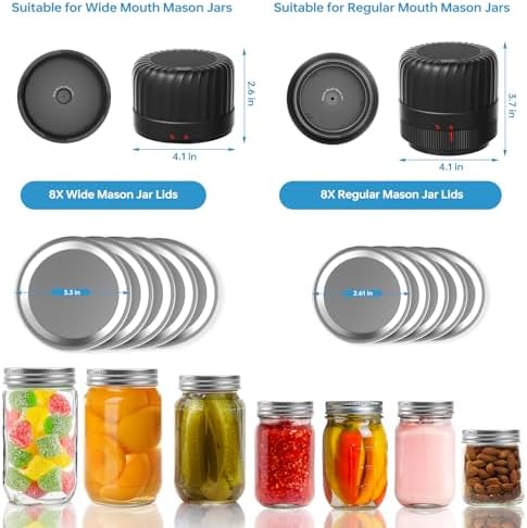 Electric Mason Jar Vacuum Sealer Kit with 10 Jar Lids
