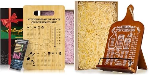 Bamboo Cutting Board with Conversion Chart and Cookbook Stand