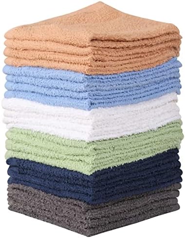 T L Towel and Linen Mart 100 Cotton Wash Cloth Set 24 Pack
