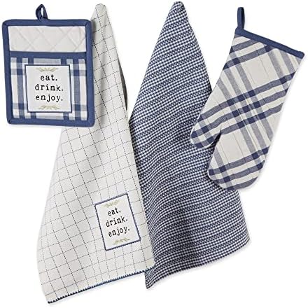 DII French Blue Kitchen Towel Set 4 Count