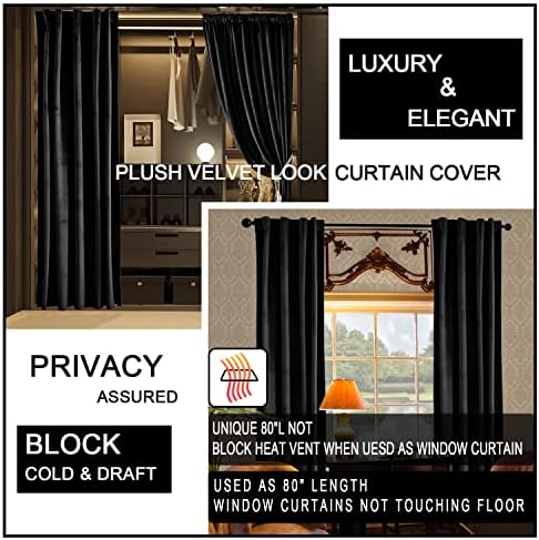 XTMYI Velvet Blackout Door Curtain Panels 80 Inch