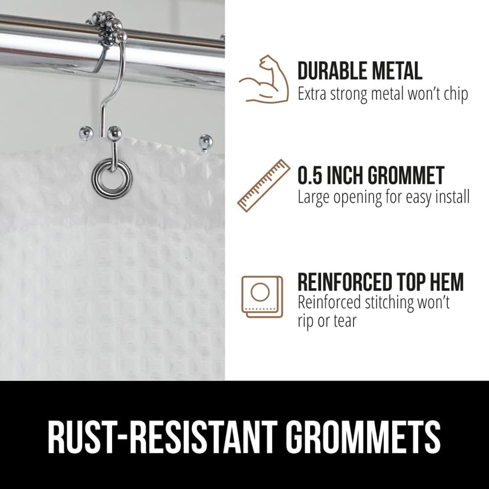 GORILLA GRIP Waffle Shower Curtain 72x72 White