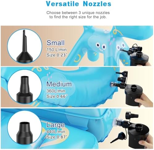 Electric Air Pump with 3 Nozzles for Inflatable Mattresses and More
