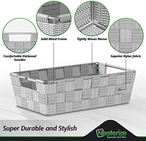 NEATERIZE 9-Piece Grey Storage Baskets Set