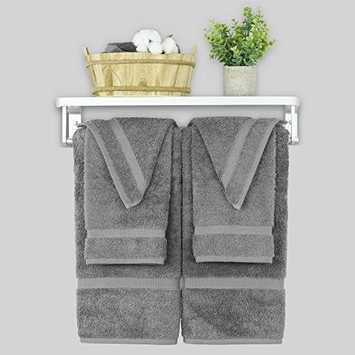Chakir Turkish Linens Premium Cotton Towels Set Gray 6 Piece