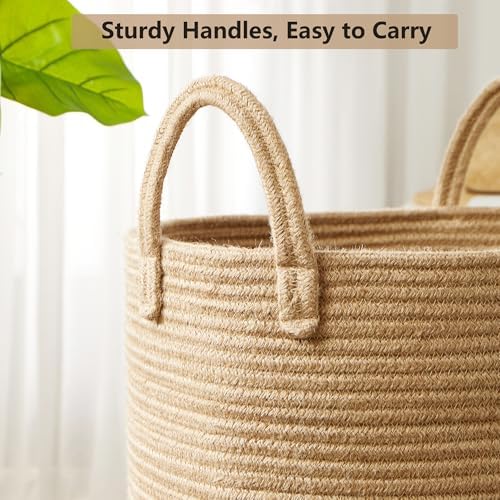62L Jute Woven Laundry Basket for Baby Nursery Kids Room