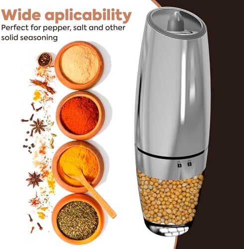 Electric Salt and Pepper Grinder Set with LED Light and Battery