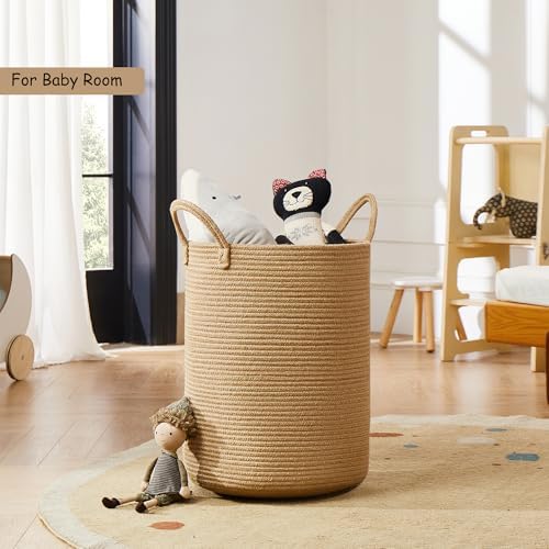 62L Jute Woven Laundry Basket for Baby Nursery Kids Room