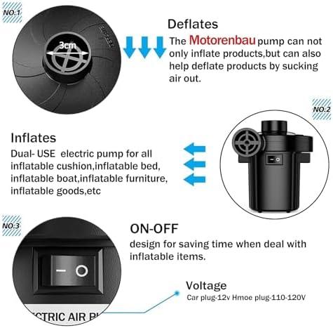 Electric Air Pump with 3 Nozzles for Inflatable Mattresses and More