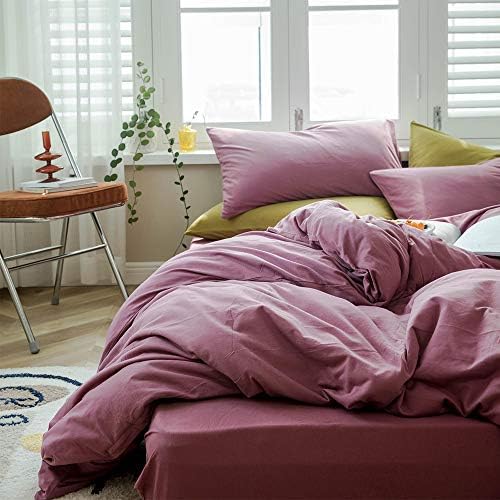 AMWAN Solid Purple Duvet Cover Queen Size