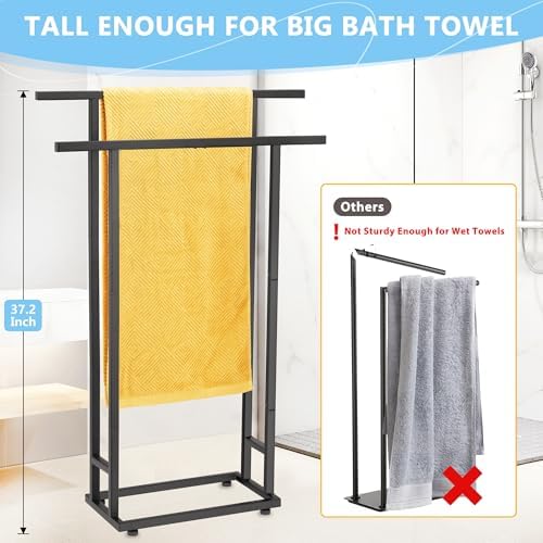 ALHAKIN 2 Tier Standing Towel Rack for Bathroom