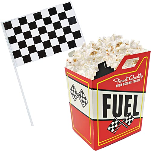 24 Race Car Treat Boxes with Checkered Flags Racing Party Supplies