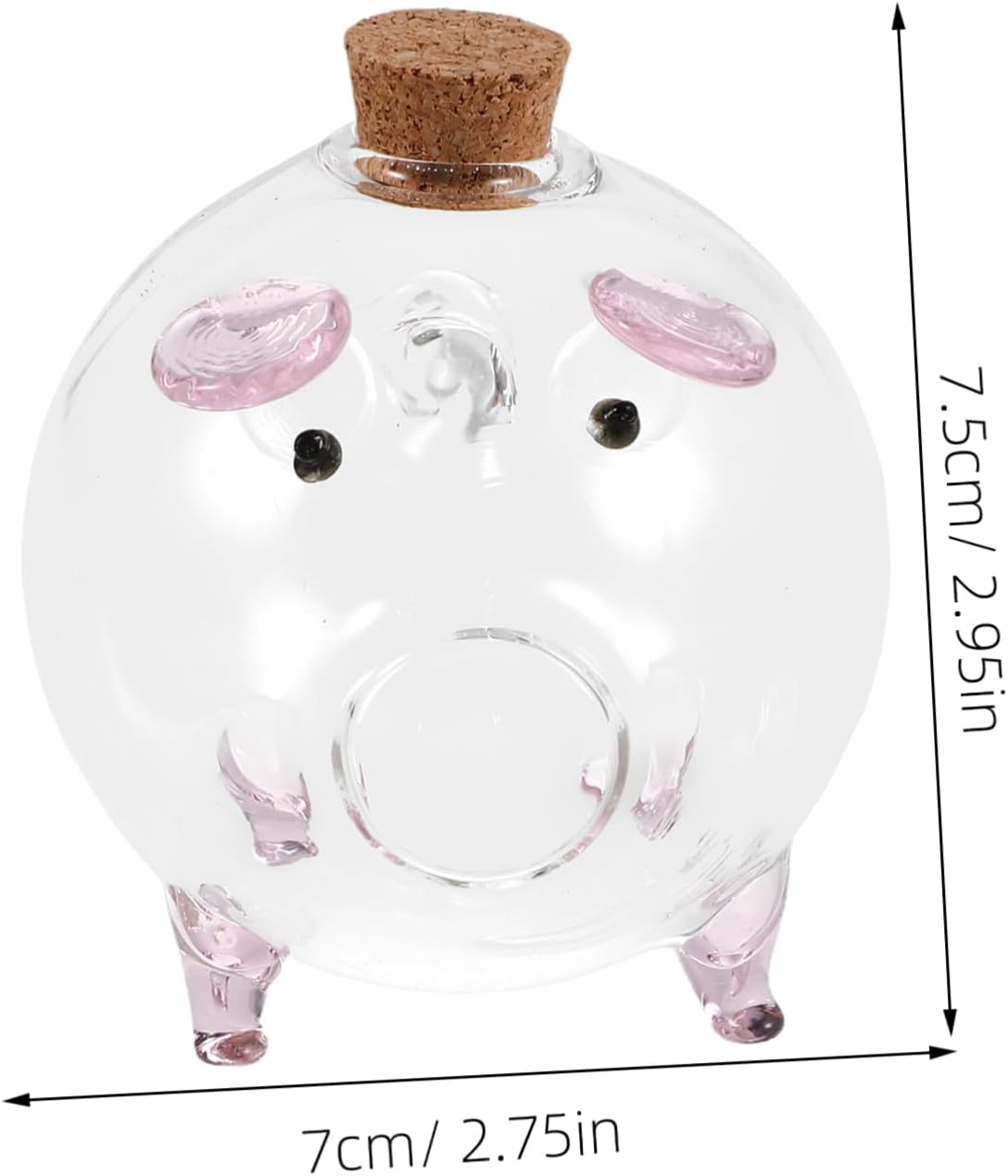 Unomor Clear Pig Shaped Glass Jar with Cork Lids