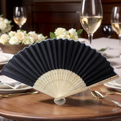 5Pcs Silk Folding Hand Fans Custom Wedding Gift Bridal Party Favors