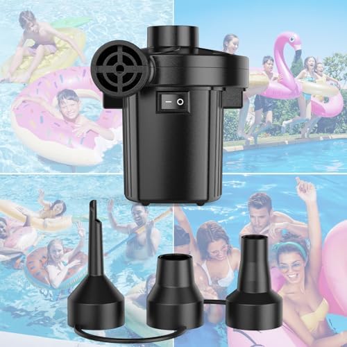 Electric Air Pump with 3 Nozzles for Inflatable Mattresses and More