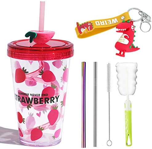 Fruit Kid Travel Tumbler with Straw Reusable Plastic Cup 480 ml