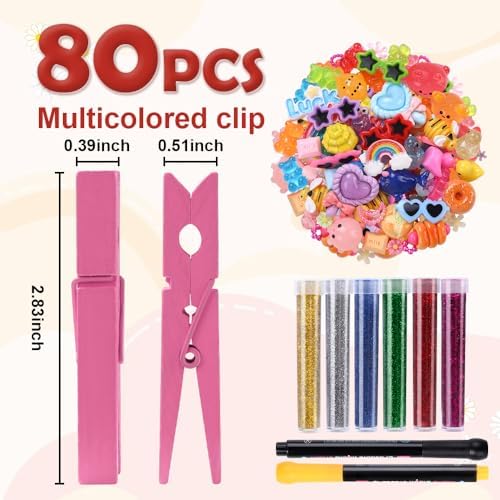 JOICEE 80PCS Wooden Cheer Pins Spirit Clips Set
