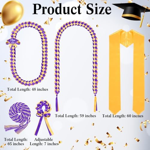 18 Pcs Graduation Leis Stole Honor Cords Purple Gold