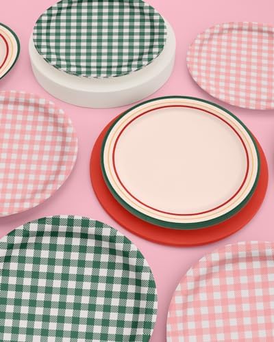 XO Fetti Camp Gingham Paper Plates 24pk 9 Inch