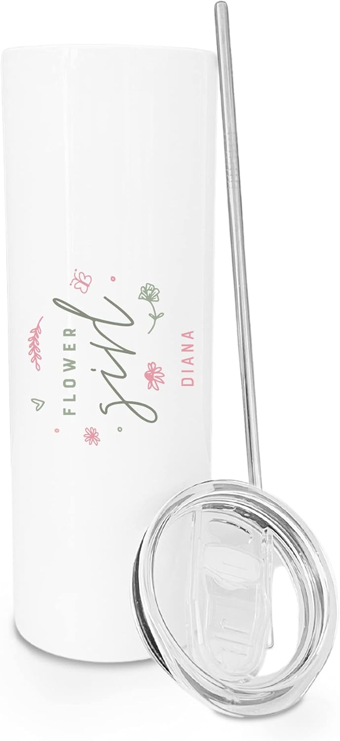 The Cotton Canvas Co Personalized Floral Flower Girl Insulated Tumbler
