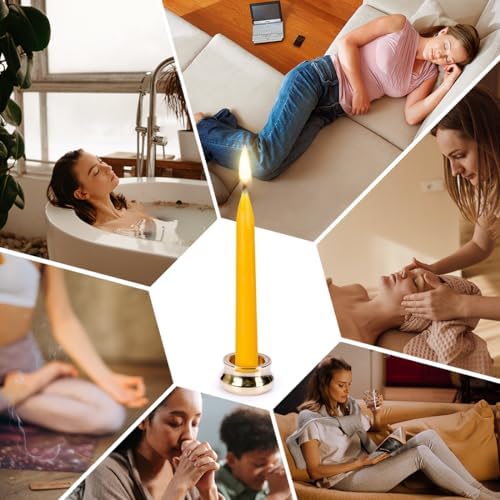 20 Pure Beeswax Candles with Brass Holders