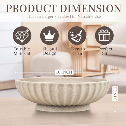 Deobath Large Decorative Bowl - Artificial Stone Beige