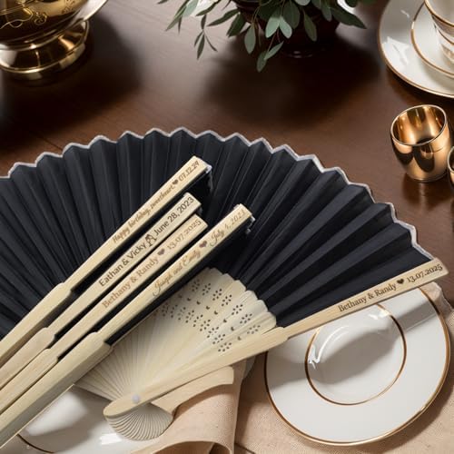 5Pcs Silk Folding Hand Fans Custom Wedding Gift Bridal Party Favors
