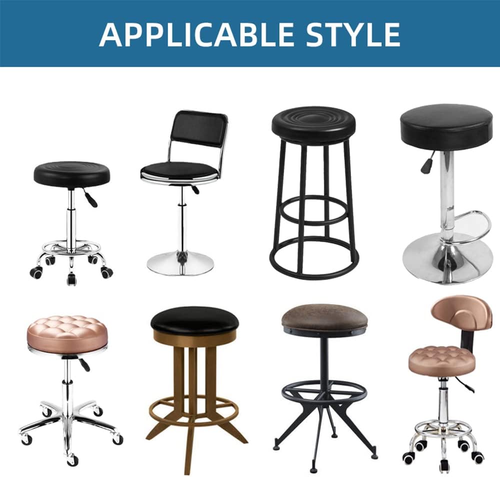 Shukii Round Stool Covers 2 Pack Waterproof PU Slipcovers with Elastic Bands