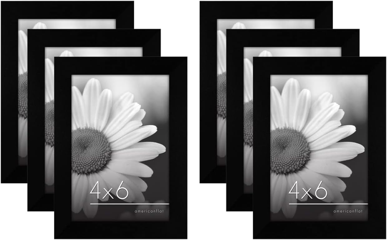 Americanflat 4x6 Picture Frame Set of 6 - Black