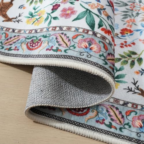 Rugcomf Floral Washable Kitchen Runner Rug 26x8