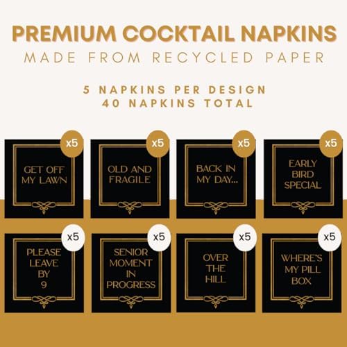 Funny Cocktail Napkins with 8 Witty Phrases