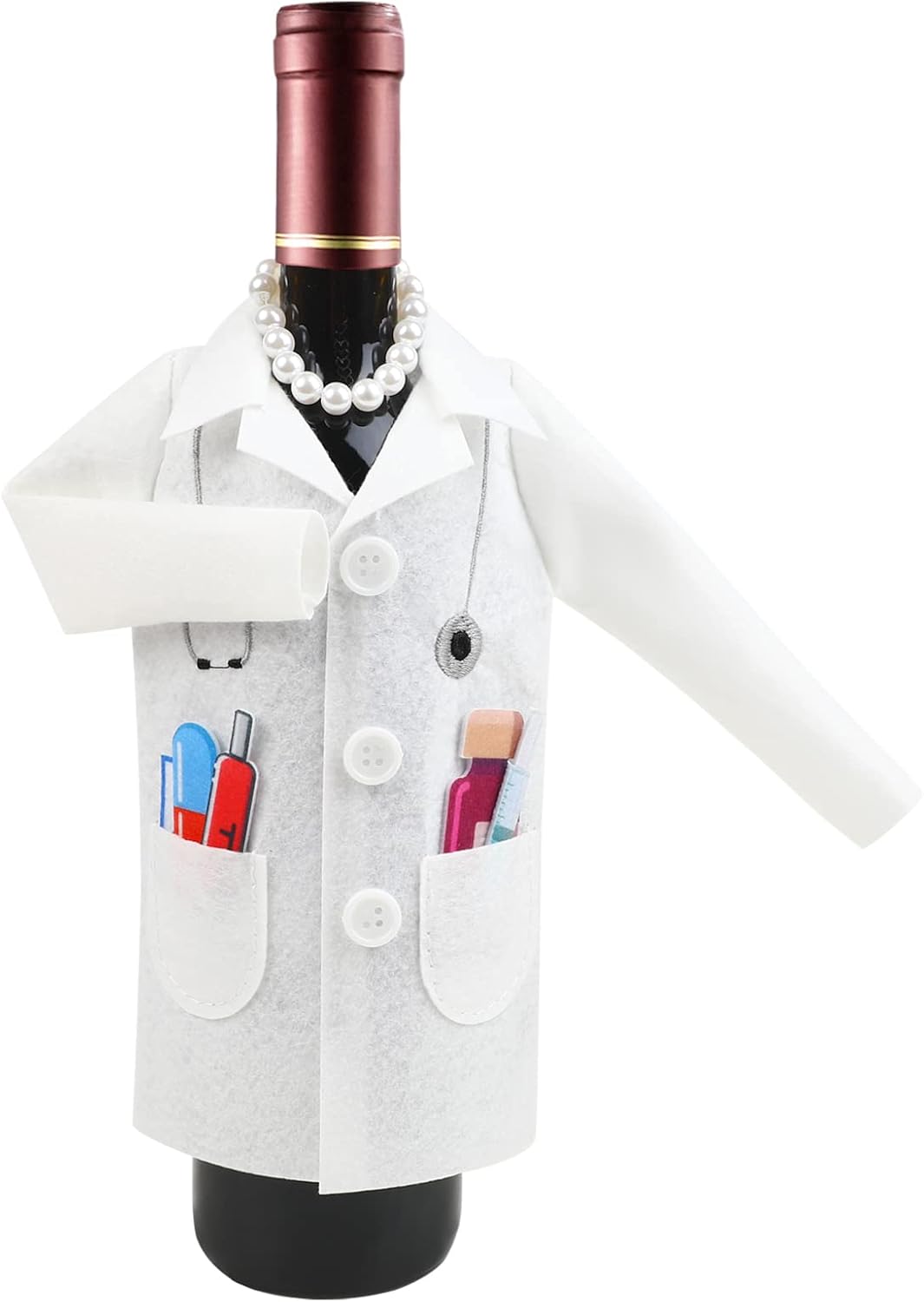 LOMIMOS Doctor White Coat Wine Cover Set