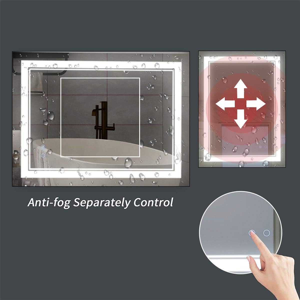 LED Bathroom Mirror with Anti Fog and Dimmable Touch Control
