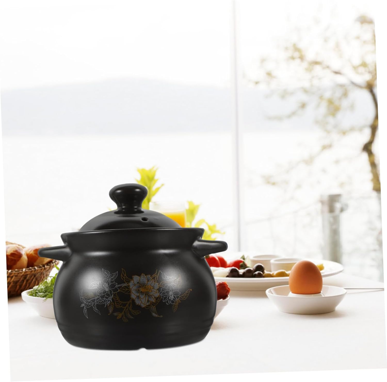 Hemoton 18L Ceramic Stockpot with Lid