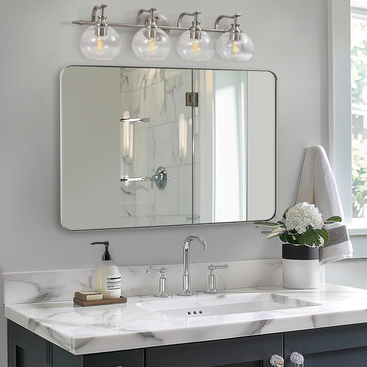 ANDY STAR Wall Mirror Brushed Nickel Modern Bathroom Vanity