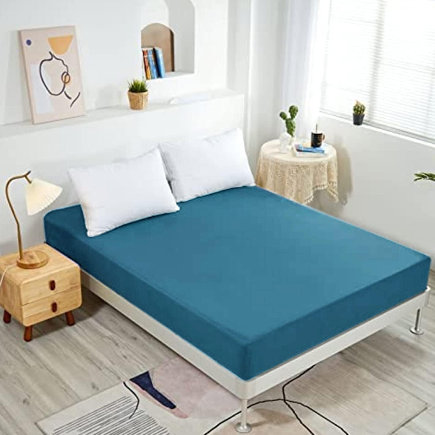 NHNHN Full Size Fitted Sheet Turquoise