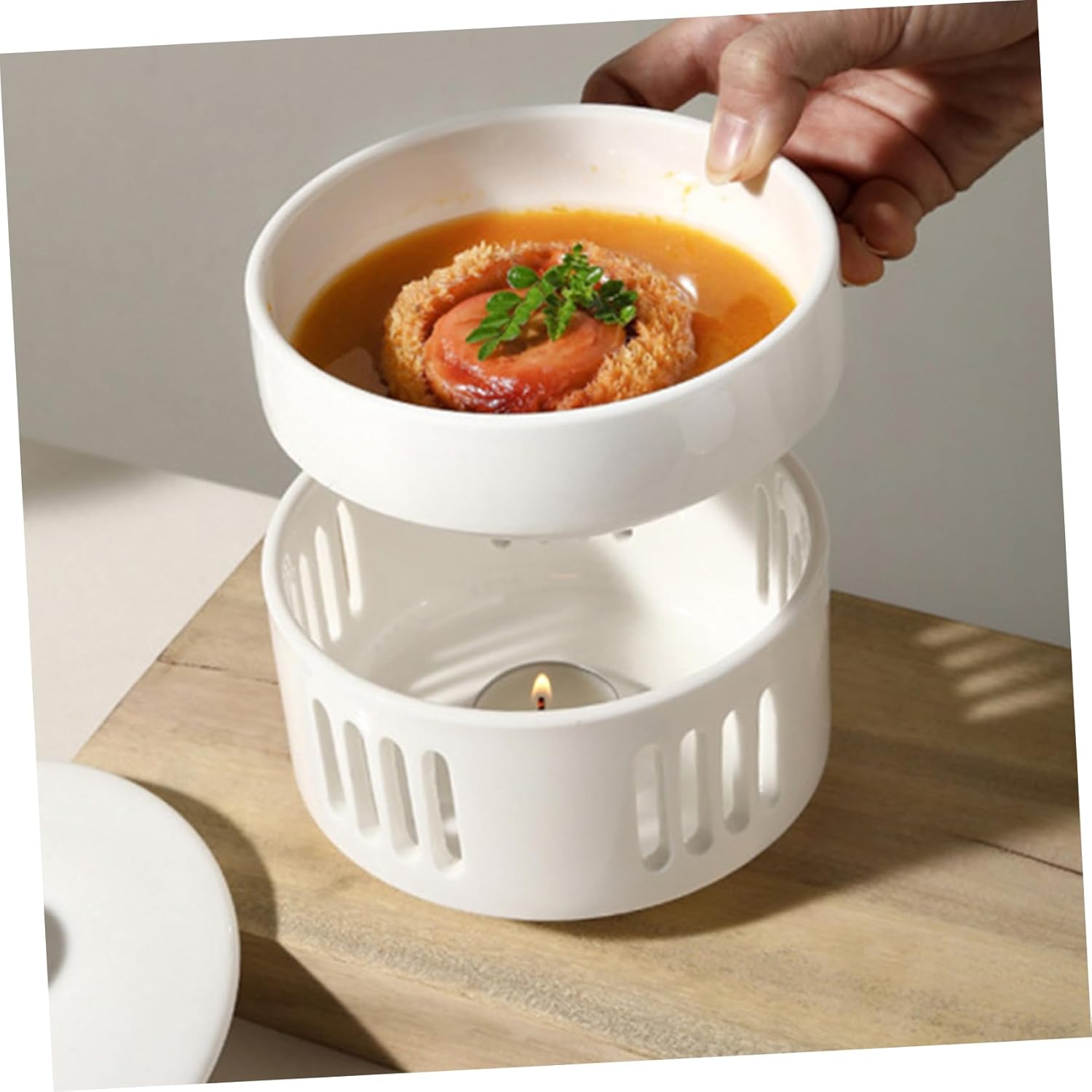 IMIKEYA Ceramic Stew Pot with Heating Base