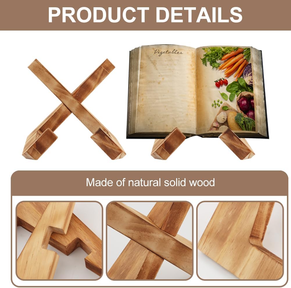 Wooden Cookbook Stand with Adjustable Angle