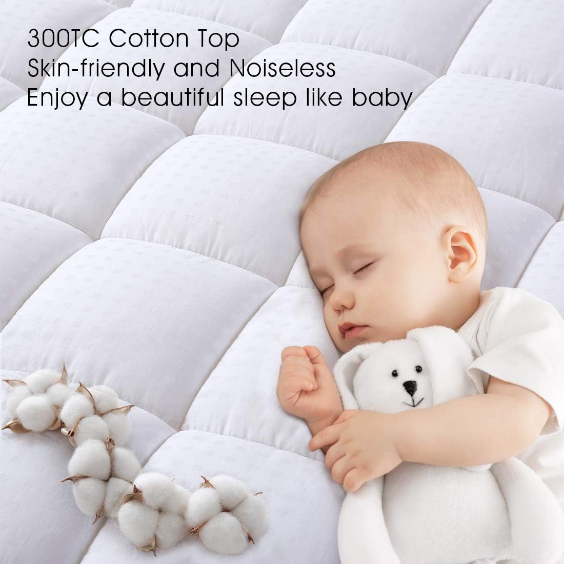 EASELAND King Mattress Pad 78x80 White