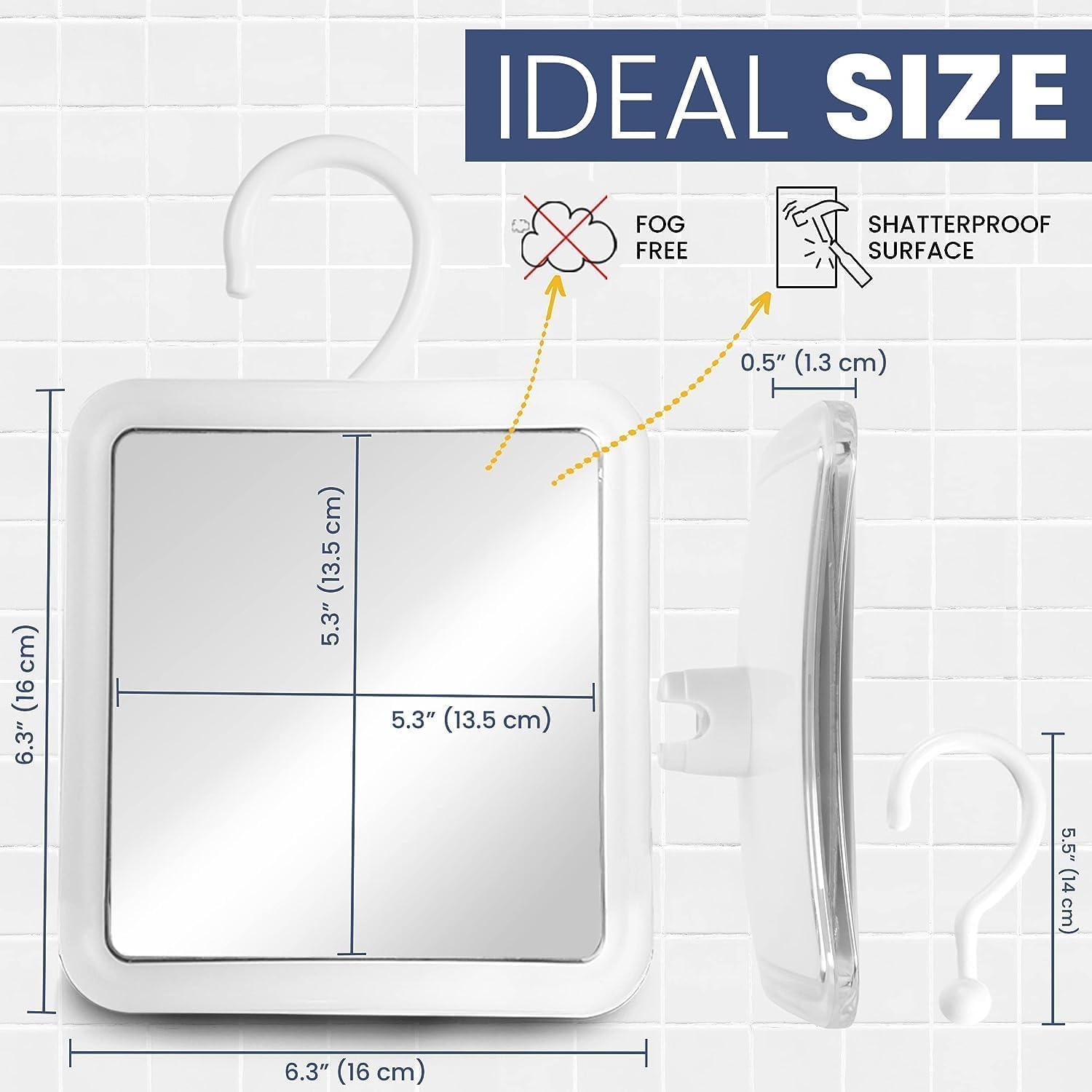 Mirrorvana Hangable Fogless Shower Mirror with 360 Swivel Hook