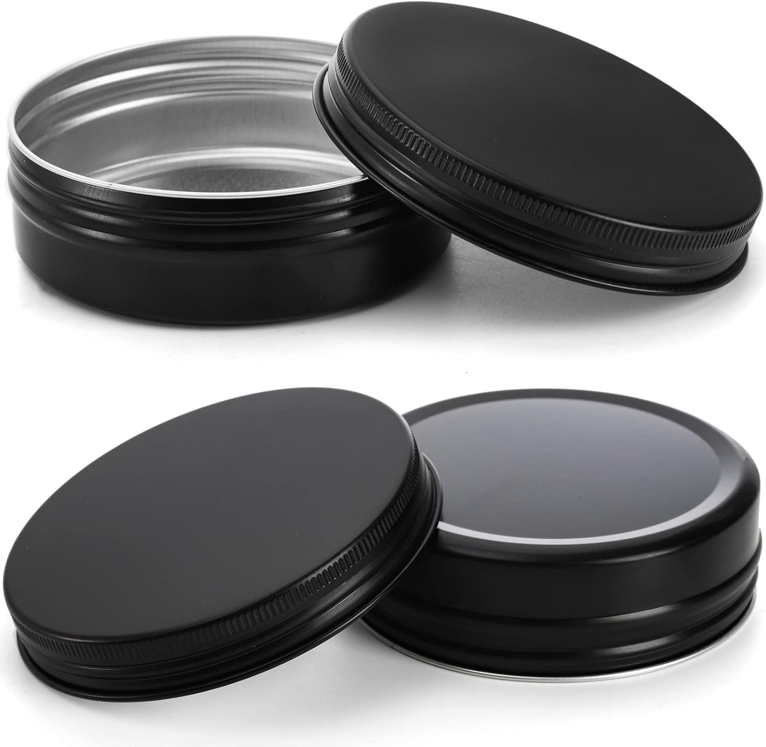 Foraineam 48 Pack 4 Oz Screw Lid Black Metal Cans