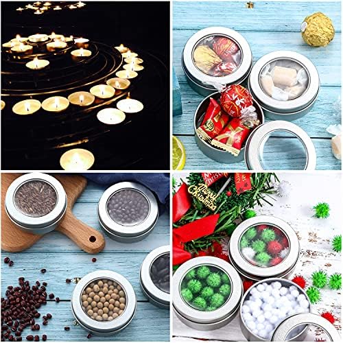 15 Piece 4oz Metal Round Tins with Clear Lids