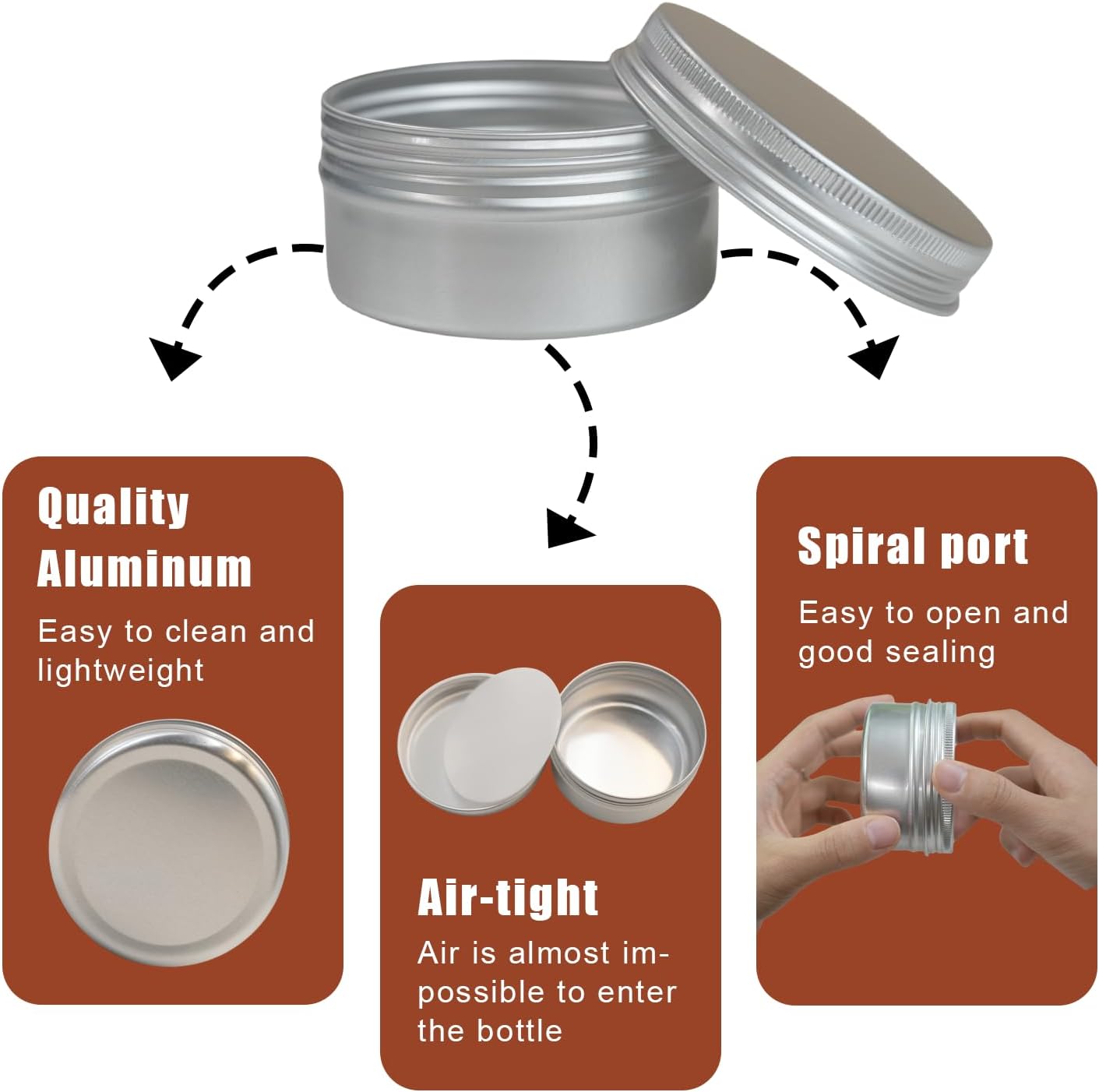 3 Ounce Aluminum Tin Cans 20 Pack with Screw Lid and Labels